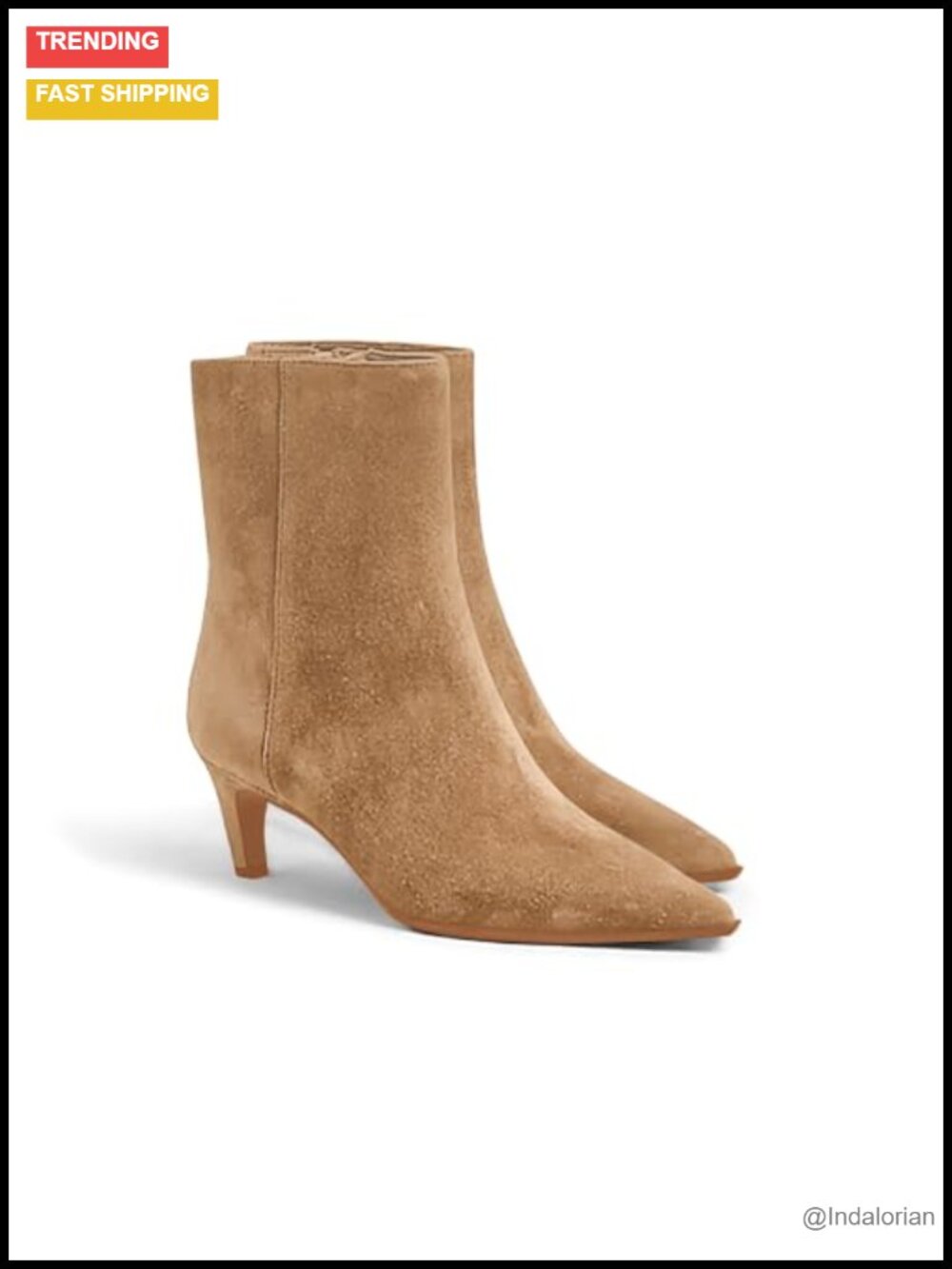 Ankle Boots Kitten Heel Pointed Toe Booties Side Zipper Fall Shoes